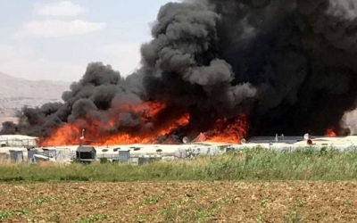 لبنان: حريق في مخيم للنازحين السوريين في البقاع