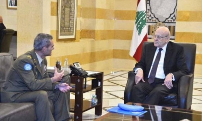 ميقاتي يعلن استعداد الحكومة اللبنانية للتعاون مع اليونيفيل من خلال الجيش