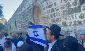 مستوطنون يرفعون علم الاحتلال اإسرائيلي