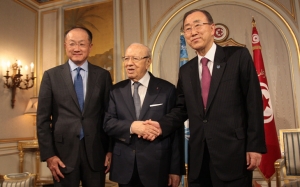 رئيس الجمهورية الباجي قائد السبسي يلتقي بان كي مون ورئيس البنك الدولي