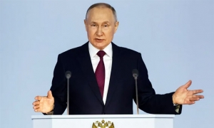 خطاب ناري لفلاديمير بوتين ضد الدول الغربية: تعليق المشاركة في اتفاقية "نيو ستارت" النووية وتحذير بتدويل الحرب