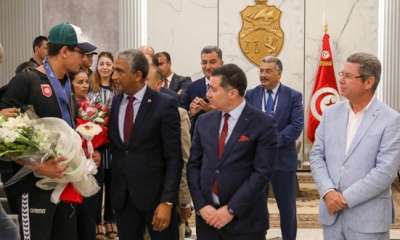 وزيرا الشباب والرياضة والنقل في استقبال البطل العالمي احمد أيوب الحفناوي