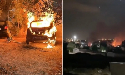 مستوطنون يهاجمون منازل فلسطينية ويحرقون مركبتين جنوب الضفة