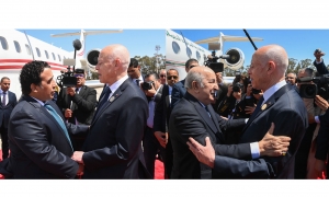 رئيس الجمهورية يستقبل الرئيس الجزائري ورئيس المجلس الرئاسي الليبي