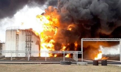 نشوب حريق في مستودع وقود جنوب روسيا