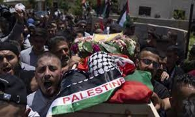 مسيرة في جنين تندد بمقتل شاب فلسطيني برصاص الاحتلال الإسرائيلي