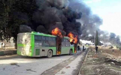 سوريا:  قتلى وجرحى في انفجار استهدف قافلة حافلات لمهجّرين من حلب