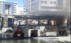 حادثة احتراق حافلة تابعة لشركة نقل تونس
