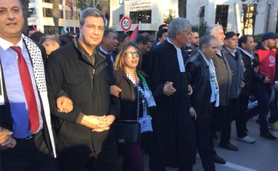 شاركت فيها كل المنظمات الوطنية والأحزاب السياسية ما عدا الجبهة الشعبية:  «تونس وفلسطين» مسيرة وطنية ضخمة وشعارات بتلوينات ايديولوجية