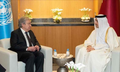 غوتيريش ووزير خارجية قطر يبحثان ملفات دولية وإقليمية في الدوحة