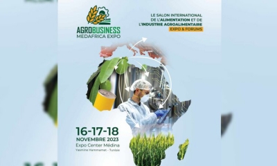 الصالون الدولي للصناعات الغذائية AGROBUSINESS MEDAFRICA EXPO 2023  مشاركة أكثر من 3500 مهني من تونس و الخارج و ملتقيات دولية لمناقشة سياسات تحقيق السيادة الغذائية و الاكتفاء الذاتي